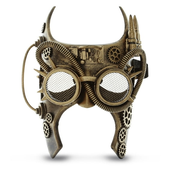 Attitude Studio Steampunk Gladiator Half Face Mask Robot Goggles Costume - Gold