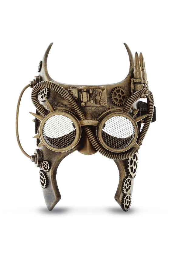 Steampunk Gladiator Half Face Mask Robot Goggles Costume - Gold