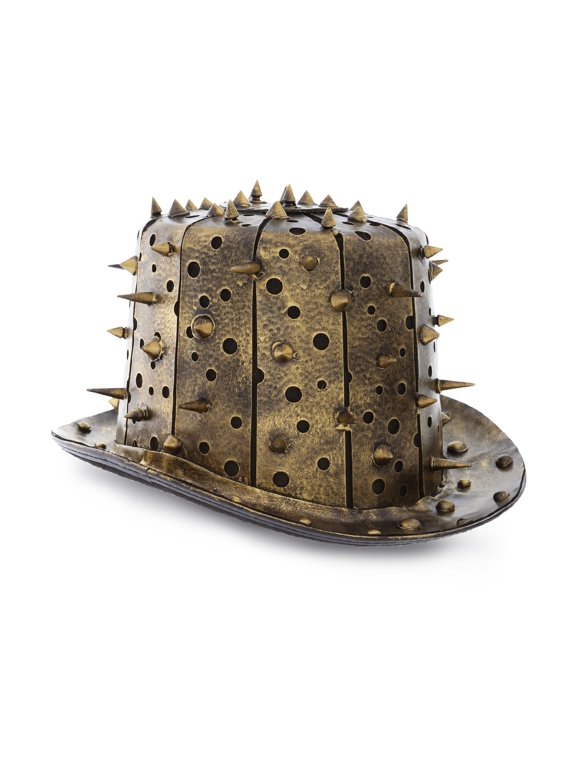 Steampunk Spiked Top Hat, Novelty Mad Scientist Costume - Gold
