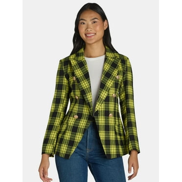 Attitude Unknown Women's Metallic Button Solid Ponte Blazer, Sizes XS-XL