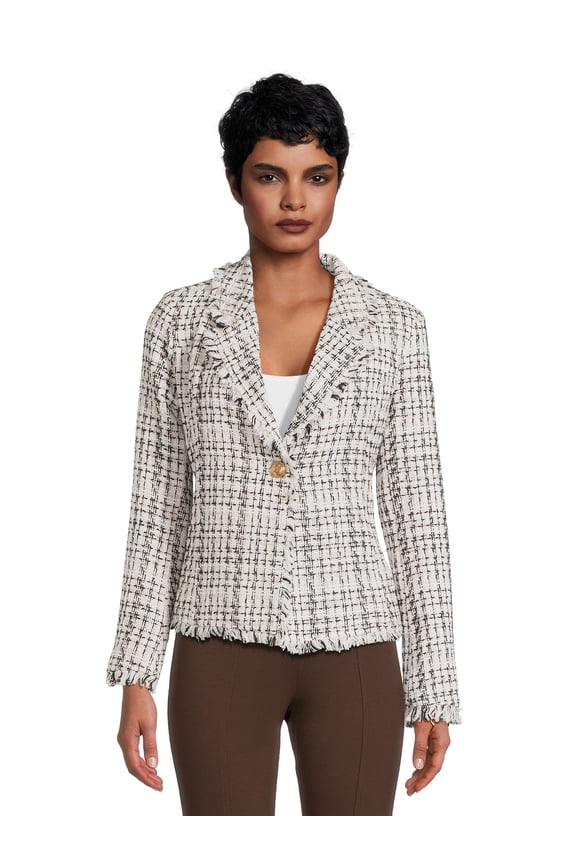 Women's Fancy Tweed Structured Blazer, Sizes XS-XL