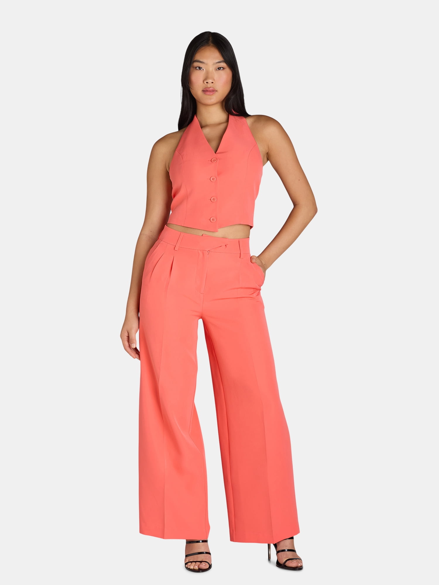 Halter Neck Vest & Wide Leg Pants Set