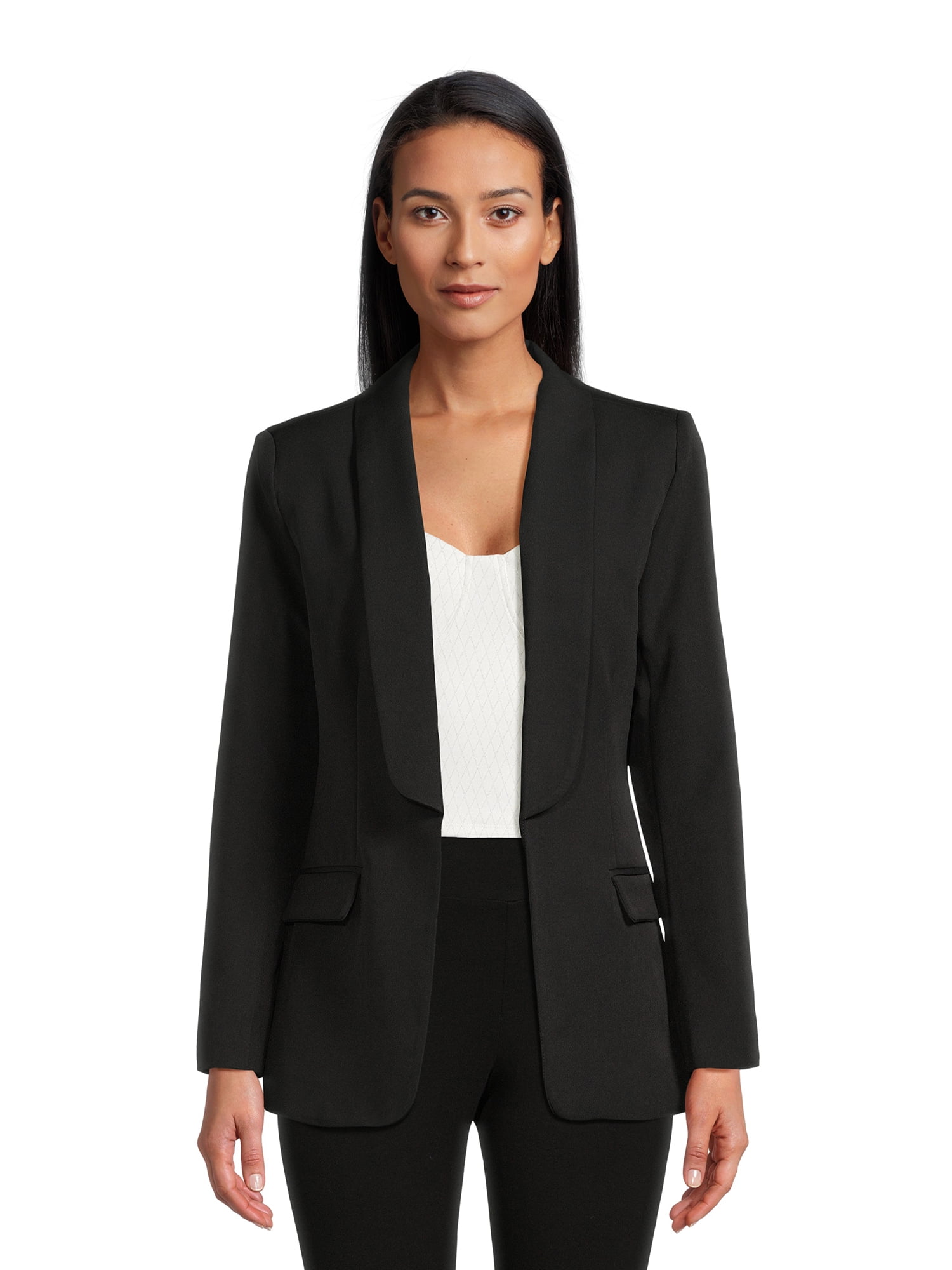 Attitude Unknown Women's Shawl Collar Relaxed Fit Solid Blazer, Sizes ...