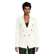 Attitude Unknown Women's and Women's Plus Double Breasted Blazer with Metallic Buttons