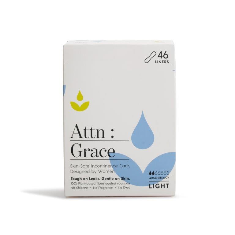 Attn Grace Incontinence Panty Liners for Sensitive Skin, 46 Ct