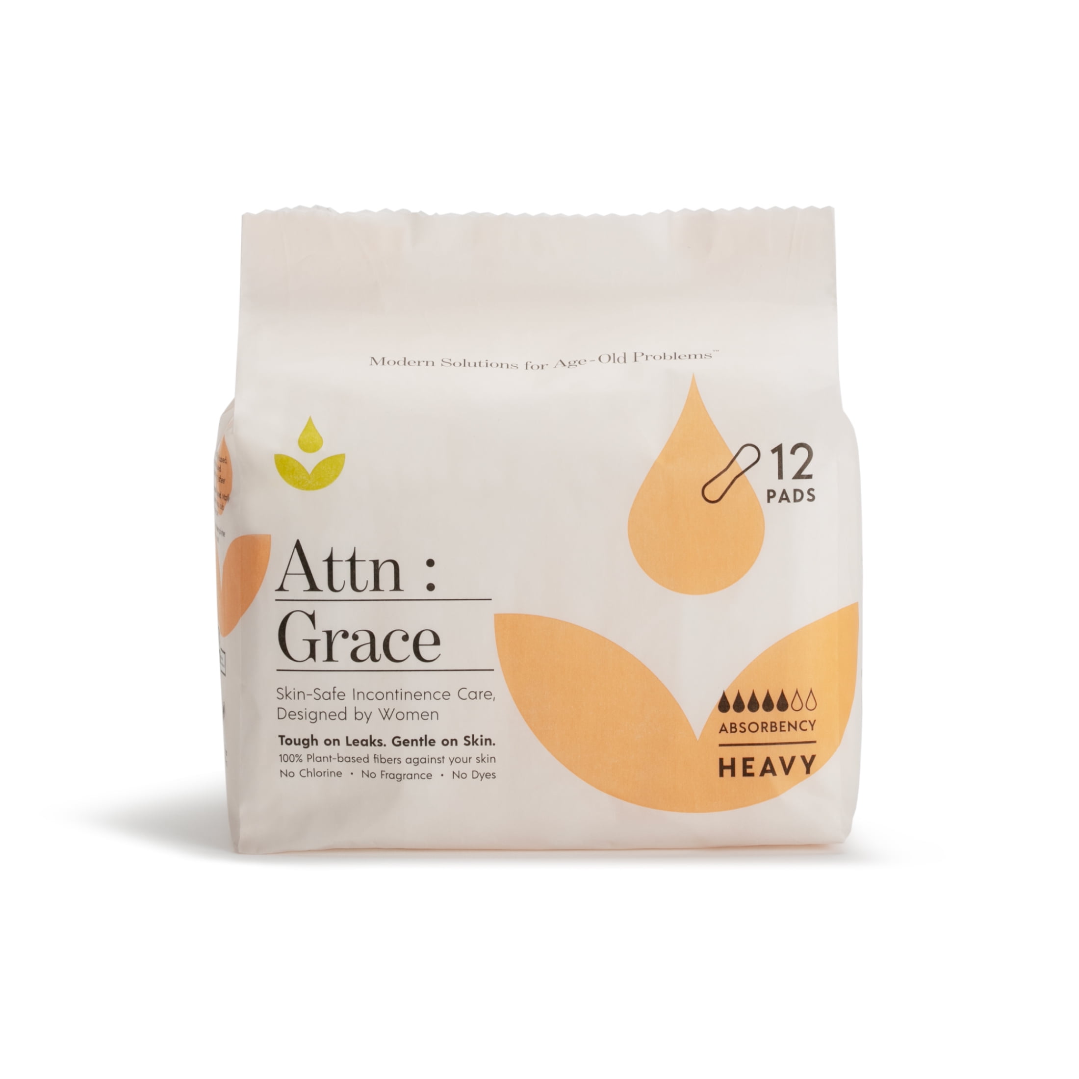 Attn Grace Incontinence and Post Partum Heavy Pads for Sensitive Skin, 12 Ct