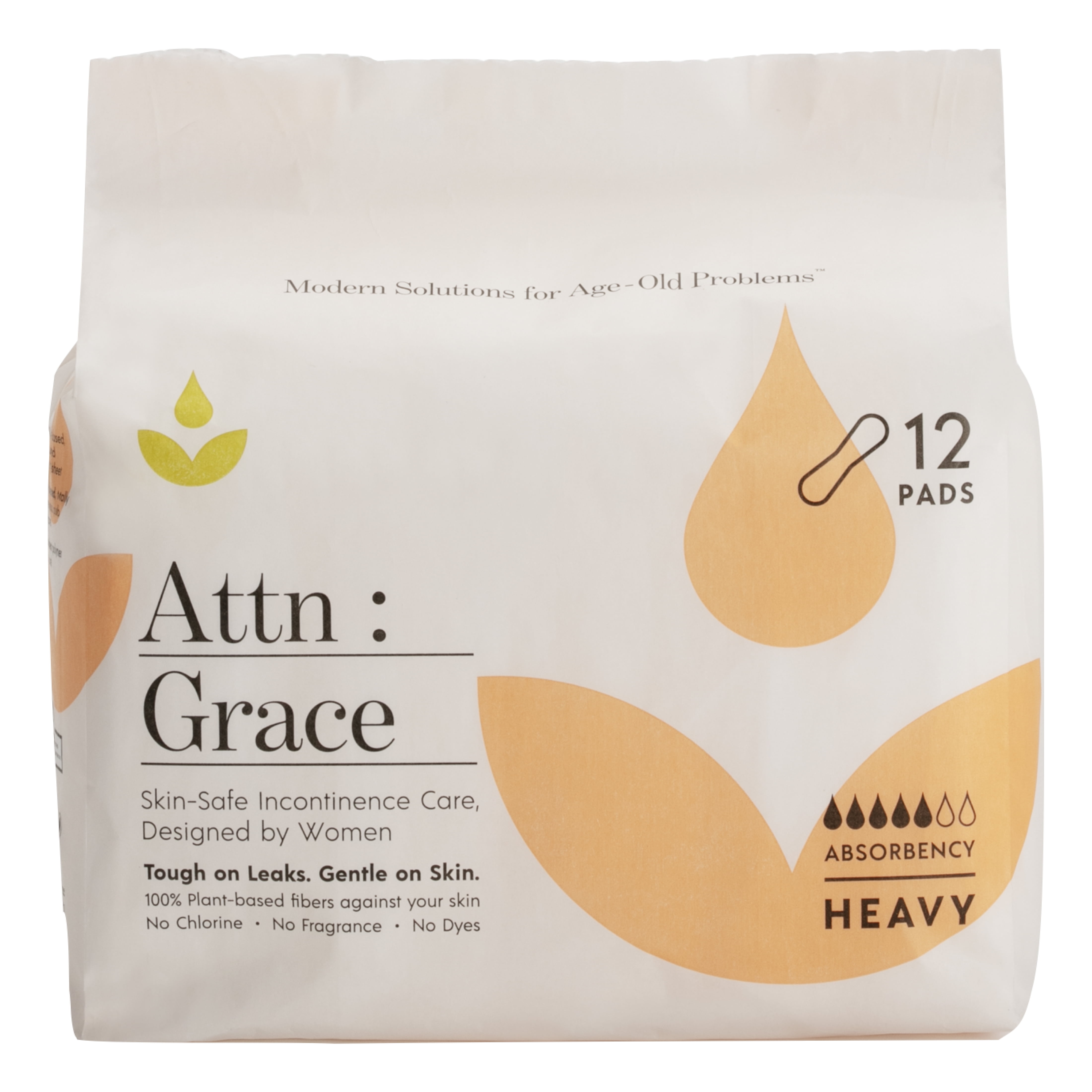 Attn: Grace Incontinence and Post Partum Heavy Pads for Sensitive Skin, 12 Ct