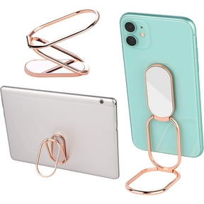 Attom Tech Double-Folding Phone Ring Holder 360 Rotation Zinc Alloy Metal Pink Finger Ring Buckle Grip Kickstand Ultra-Thin Magnetic Car Mount Vehicle Bracket Cell Phone Smartphone Tablet (Rose Gold)