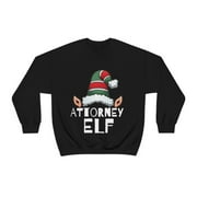 Attorney Elf Unisex Sweatshirt, S-2XL Christmas Holidays Law School Elves