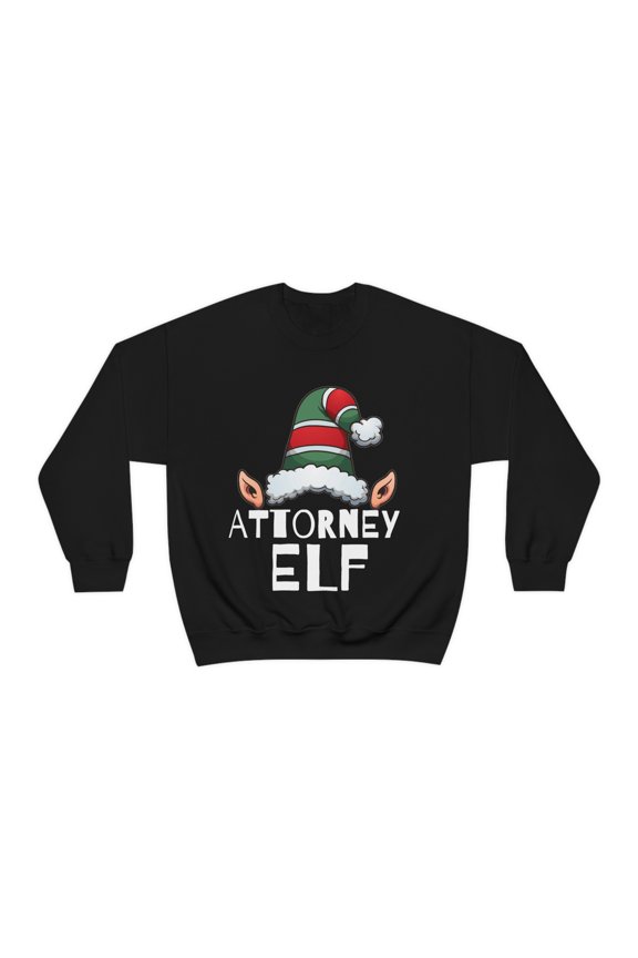 Attorney Elf Unisex Sweatshirt, S-2XL Christmas Holidays Law School Elves