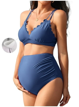 Lojoutye 2025 Women High Waisted Bikini Womens Bathing Suites Push Up Two Swimsuit Size 16 Piece Swimsuits Vintage Retro Ruched Waist Print Set