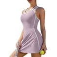thumbnail image 1 of Attraco Tennis Dresses for Women Contrasting Colors with Shorts and Pockets and Bra V Neck Racerback Golf Activewear, 1 of 8