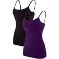 thumbnail image 1 of Attraco Women Basic Camisole Pack of 2 Cotton Long Top Scoop Neck Tank with Adjustable Spaghetti Straps Solid Color, 1 of 7