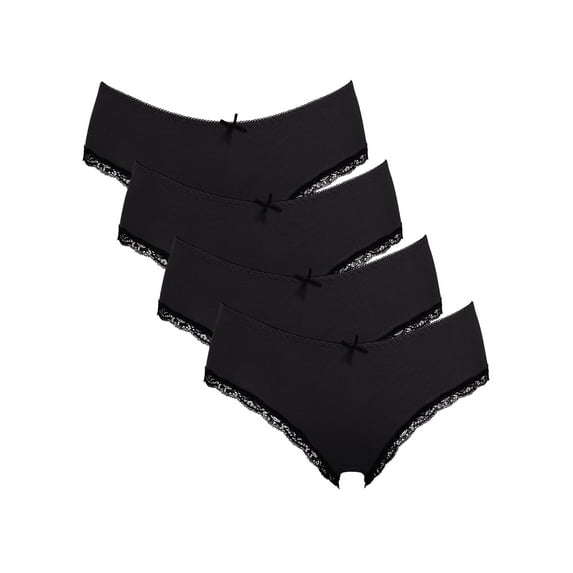 Attraco Women Briefs Mid Waist Bow-knot Solid Color Underwear Pack of 4