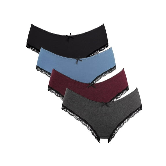 Attraco Women Briefs Mid Waist Bow-knot Solid Color Underwear Pack of 4