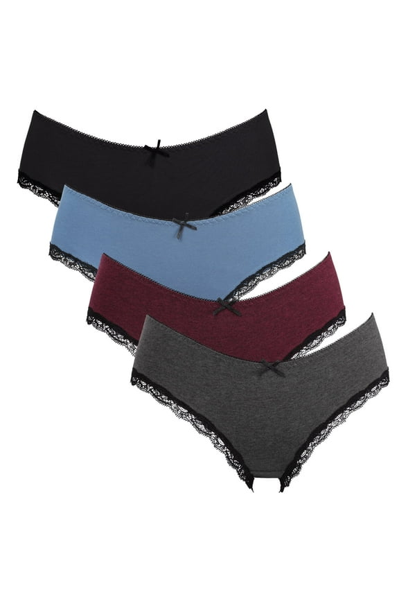 Women Briefs Mid Waist Bow-knot Solid Color Underwear Pack of 4