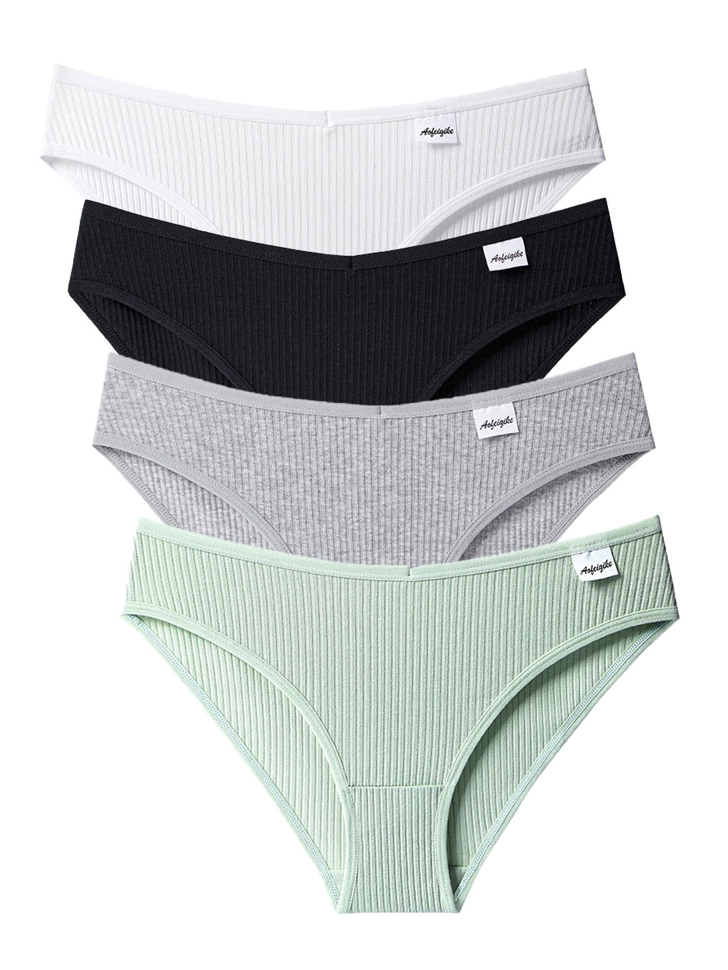 FINETOO 6 Pack Cotton Underwear for Women Cheeky High Cut Breathable Hipster  Bikini Striped Panties Pack S-XL 