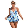 thumbnail image 1 of Attraco Women Fashion Tankini Set Swimwear Swim Sets Spaghetti Strap V Neck Bathing Suit, 1 of 6