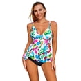 thumbnail image 1 of Attraco Women Fashion Tankini Set Swimwear Swim Sets Spaghetti Strap V Neck Bathing Suit, 1 of 7