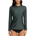 thumbnail image 1 of Attraco Women Long Sleeve Rash Guard Solid Color Side Banded Swimwear UPF 50+ Sun Protection Running Shirt, 1 of 7