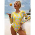 thumbnail image 1 of Attraco Women One Piece Print Swimsuit Crew Neck Backless Long Sleeve Rashwear Surfwear, 1 of 6