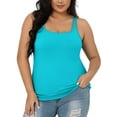thumbnail image 1 of Attraco Women Plus Size Cotton Tank Top with Shelf Bra Adjustable Wider Strap Camisole Basic Undershirt, 1 of 6