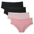 thumbnail image 1 of Attraco Women Plus Size Panties Mid Waist Lace Solid Color Cotton Underwear Pack of 4 1X-4X, 1 of 10