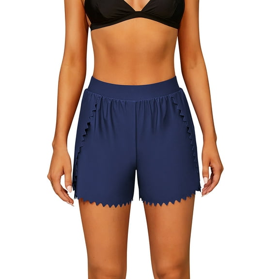 Attraco Women Sports Swimming Trunks Ladies Bikini Bottom Boy Shorts Curved Edge Skinny Swim Shorts Swimwear Bottom