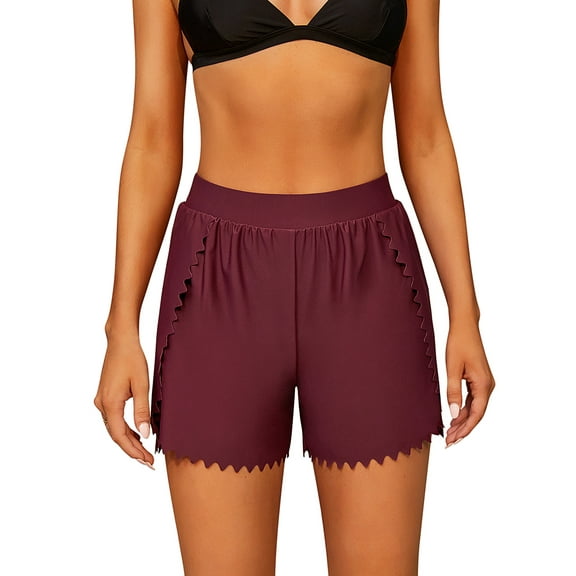 Attraco Women Sports Swimming Trunks Ladies Bikini Bottom Boy Shorts Curved Edge Skinny Swim Shorts Swimwear Bottom