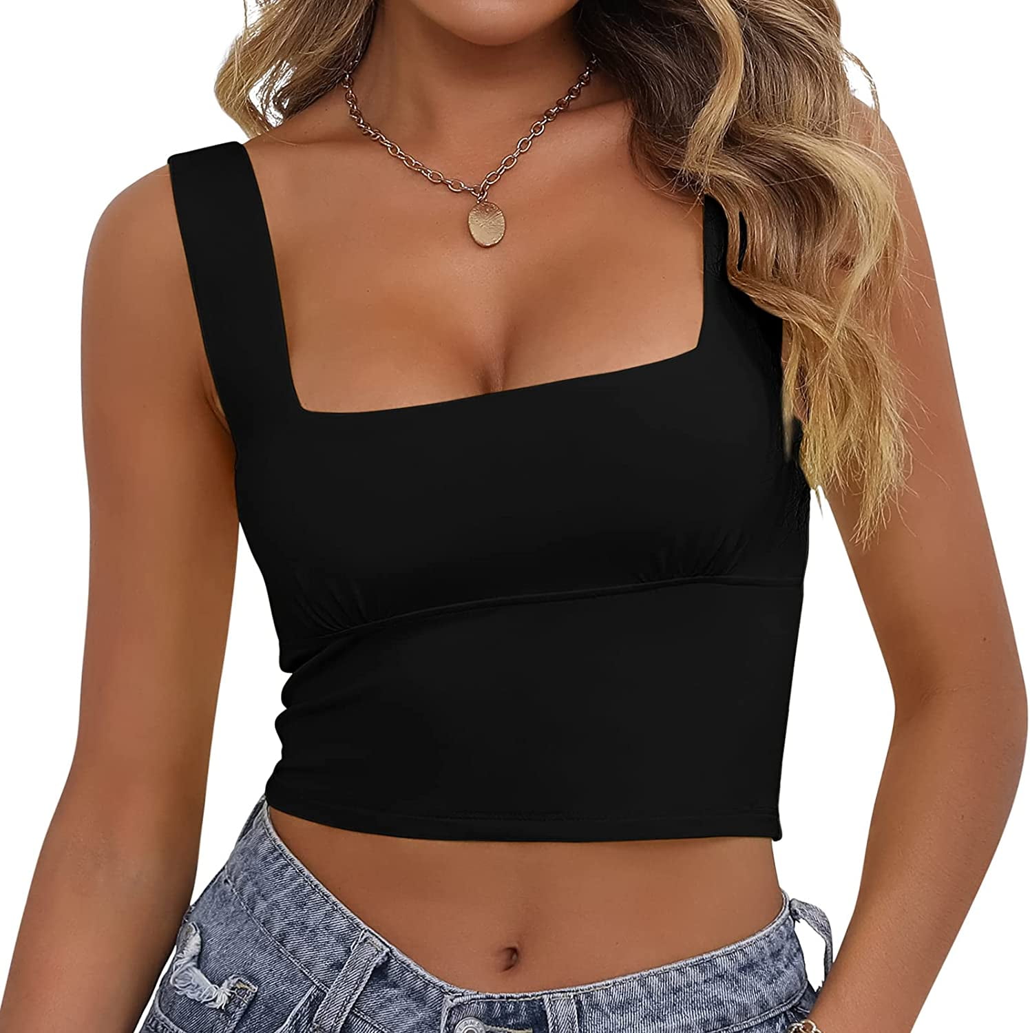 Quince Women's Cropped Square Neck Tank