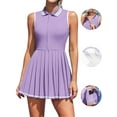 thumbnail image 1 of Attraco Women Tennis Dresses Ribbed Polo Tennis Dress Half Zip Pleated Workout Dress with Built in Shorts and Bra, 1 of 8