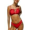 thumbnail image 1 of Attraco Women Two Pieces Bikini Vintage Back Strap Hollow Out Swimsuit, 1 of 5