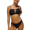thumbnail image 1 of Attraco Women Two Pieces Bikini Vintage Back Strap Hollow Out Swimsuit, 1 of 5