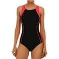 thumbnail image 1 of Attraco Women's Halter One-Piece Color Block Print Sport Swimsuit Tranning Swimwear, 1 of 6