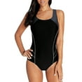 thumbnail image 1 of Attraco Women's One-piece Sports Swimsuit Color Block Water Aerobic Swimwear Bathing Suit, 1 of 6