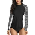 thumbnail image 1 of Attraco Women's Printed Rash Vest Long Sleeve UV Swim Shirts Rash Guard Tops, 1 of 7