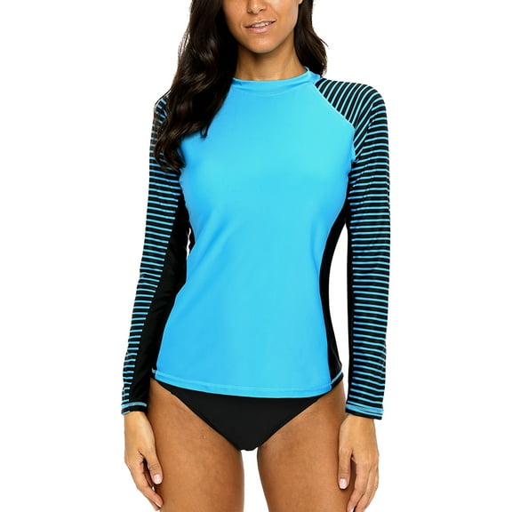Attraco Women's Printed Rash Vest Long Sleeve UV Swim Shirts Rash Guard Tops