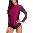 thumbnail image 1 of Attraco Women's Printed Rash Vest Long Sleeve UV Swim Shirts Rash Guard Tops, 1 of 6