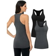 Attraco Women's Racerback Tank Tops Cotton Wide Strap Yoga Workout Undershirt Pack of 2