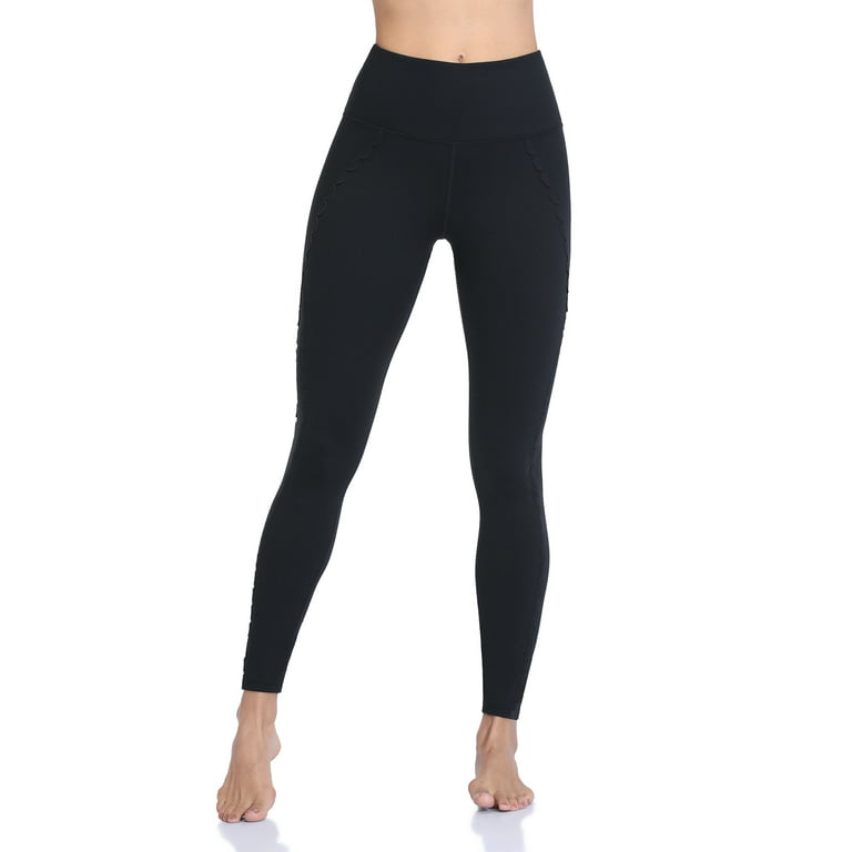 Attraco Women's Soft Yoga Pants High Waist Booty Leggings Workout Sports Running  Leggings Solid Black 