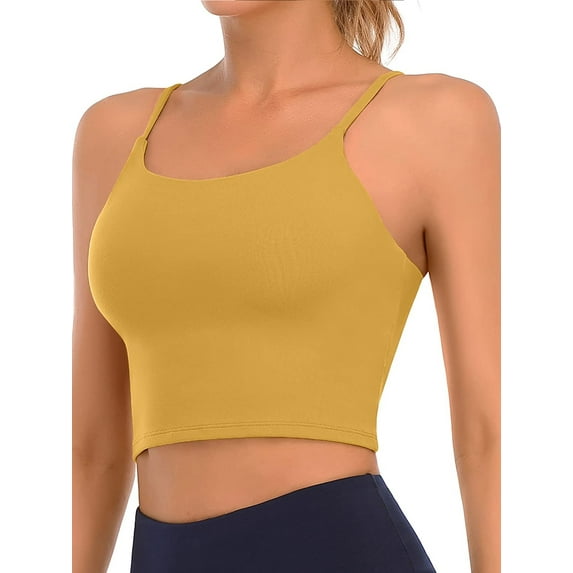 Attraco Women's Sports Bras Longline Medium Support Padded Yoga Crop Tank Top