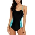 thumbnail image 1 of Attraco Women's Sports Swimwear Colorblock One-Piece Swimsuit, 1 of 6