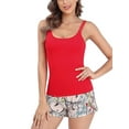 thumbnail image 1 of Attraco Women's Two Piece Pajamas Sets Cotton Tank Tops with Rayon Shorts Sleepwear, 1 of 6