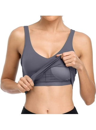 Gotoly Racerback Sports Bra for Womens Longline Yoga Bra Zip Front Crop Top  Padded Tank Tops Workout Shirt(Pink Medium) 