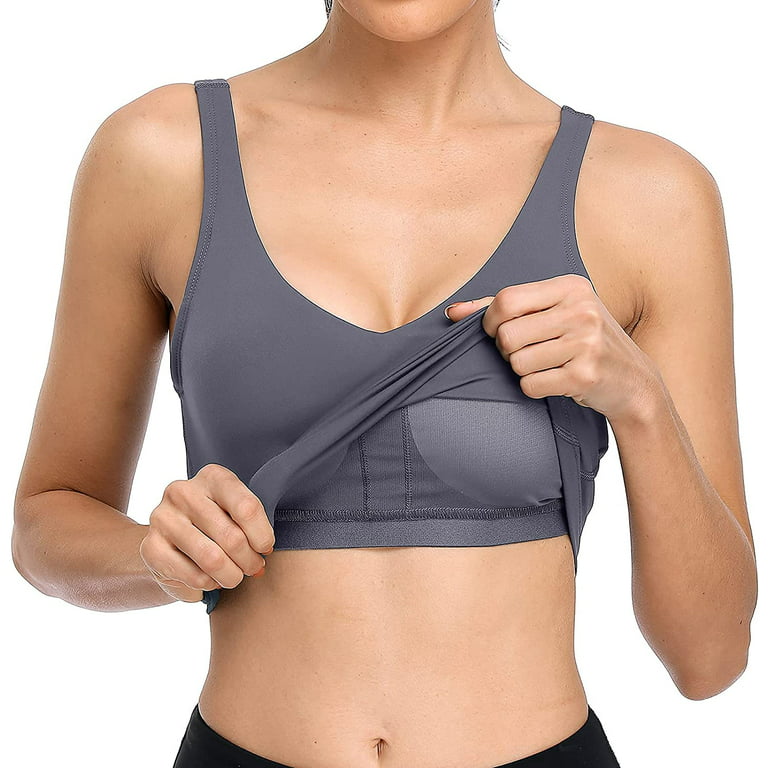 Sport Bra Workout Crop Tank Top for Women with Built in Bra Medium Support  Top (Color : Blue, Size : Large) : : Clothing, Shoes & Accessories