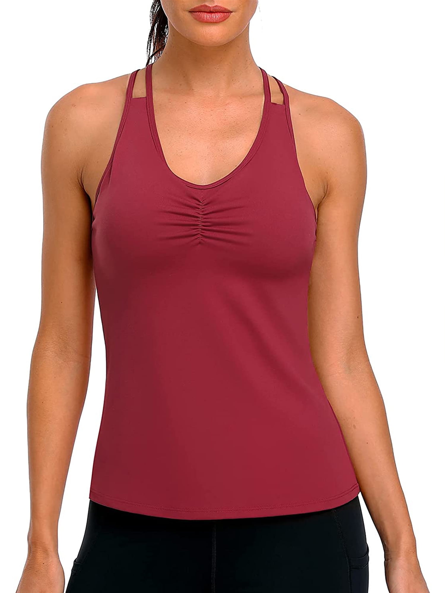 Attraco Women's Workout Tank Tops with Shelf Bra Cross Back Athletic