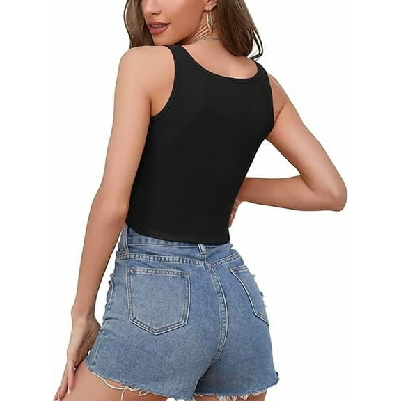 Attraco Womens Fahion Front Cutout Crop Tank Tops Cotton Sleeveless Cropped Tanks Going Out Tops