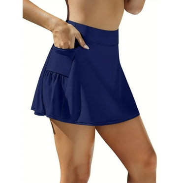 Attraco Womens Swimming Skirt Swim Shorts with Side Pockets Bathing Suit High Waist Swimsuit Bottoms