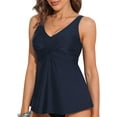 thumbnail image 1 of Attraco Womens Swimsuit Top Tankini Top Twist V Neck Bathing Suit Top Flowy Padded Swim Tank Top Only, 1 of 8
