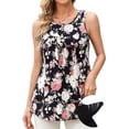 thumbnail image 1 of Attraco Womens Tank Tops with Built in Bras Pleated Tunic Blouses Casual Sleeveless Tops Curved Hem Casual Clothes, 1 of 6